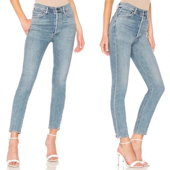 Citizens of Humanity COH Olivia High Rise Slim Ankle Backroad Denim Size 28 - Picture 2 of 14